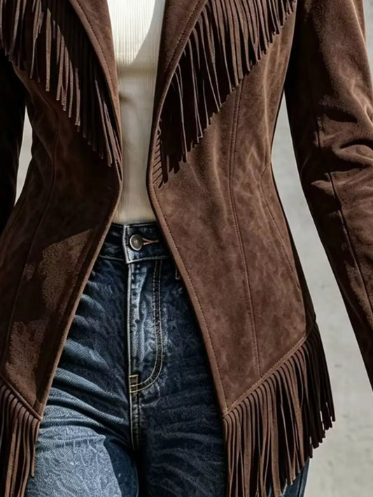 Western Fringe Open-Front Lapel Jacket The Nichole Collection - Official Site