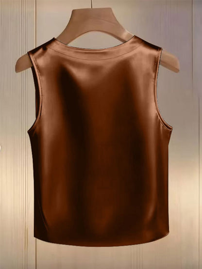 Pearl-Embellished Satin Blouse The Nichole Collection