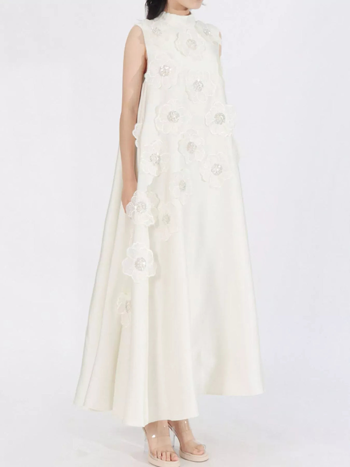 Floral-Embellished Sleeveless Maxi Dress The Nichole Collection