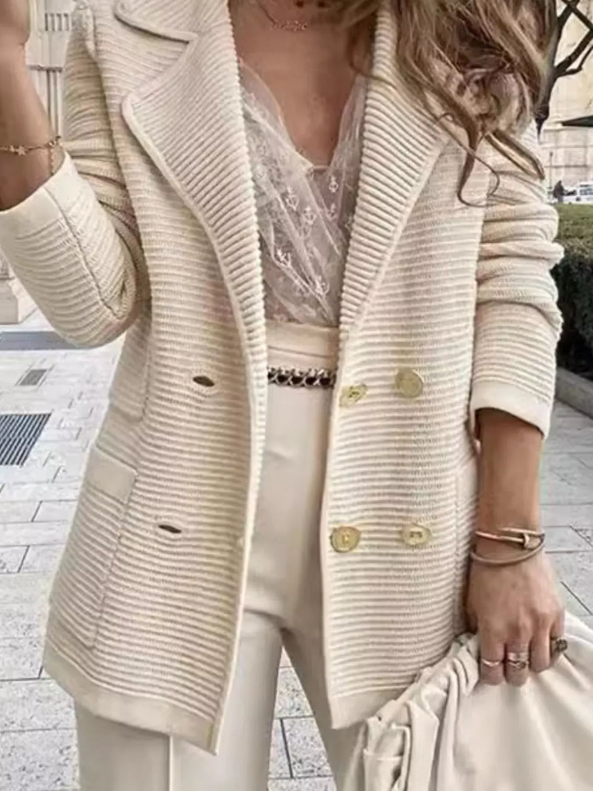 DOUBLE-BREASTED TEXTURED JACKET The Nichole Collection - Official Site