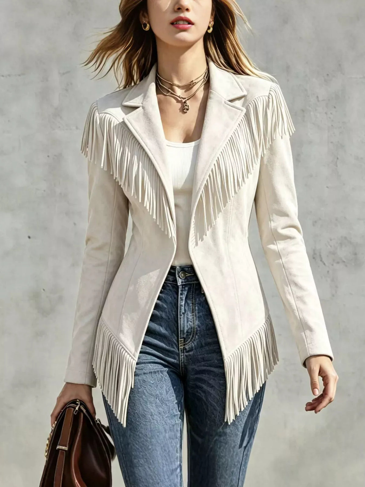 Western Fringe Open-Front Lapel Jacket The Nichole Collection - Official Site