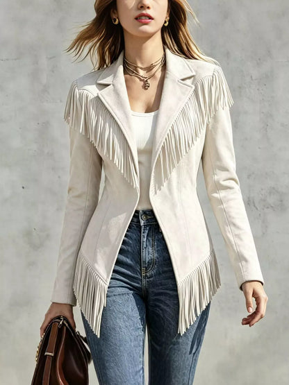 Western Fringe Open-Front Lapel Jacket The Nichole Collection - Official Site