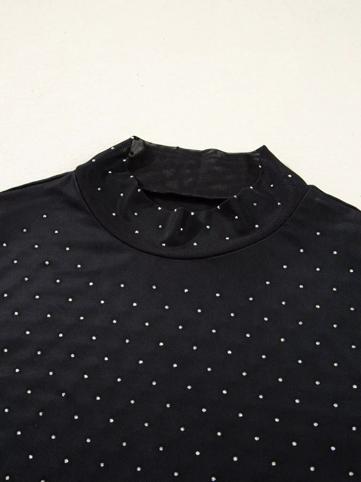 Rhinestone-Embellished Mesh Top The Nichole Collection - Official Site