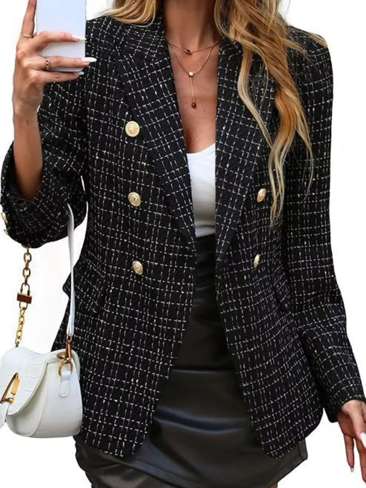 Double-Breasted Lapel-Collar Blazer The Nichole Collection - Official Site