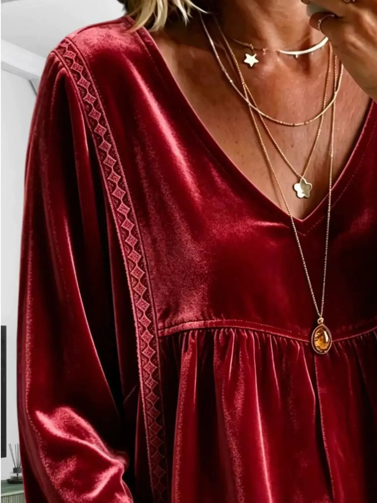 BABYDOLL VELVET LACE BLOUSE The Nichole Collection - Official Site