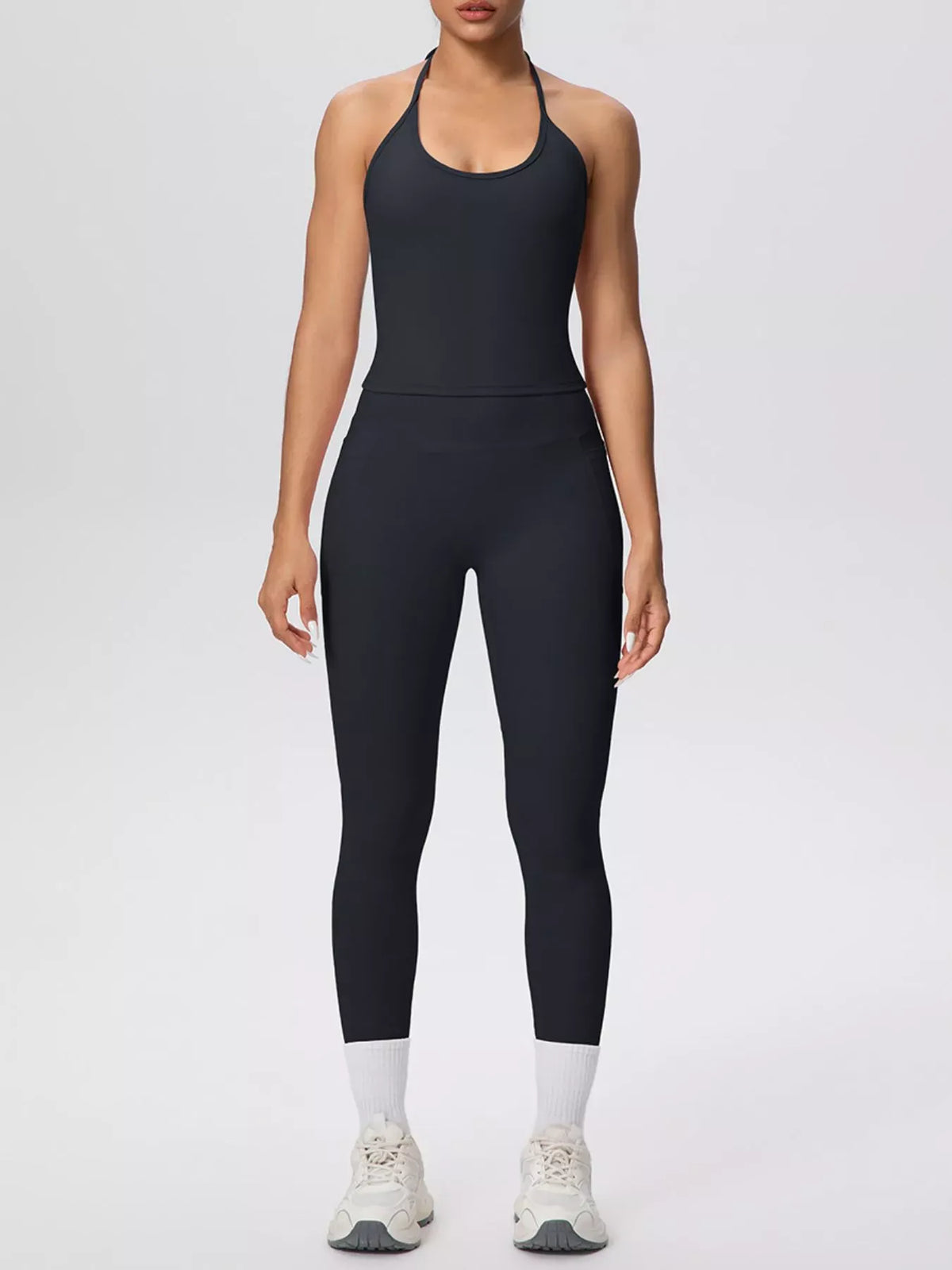 Halter-Neck Cami and High-Waisted Leggings Active Set The Nichole Collection - Official Site