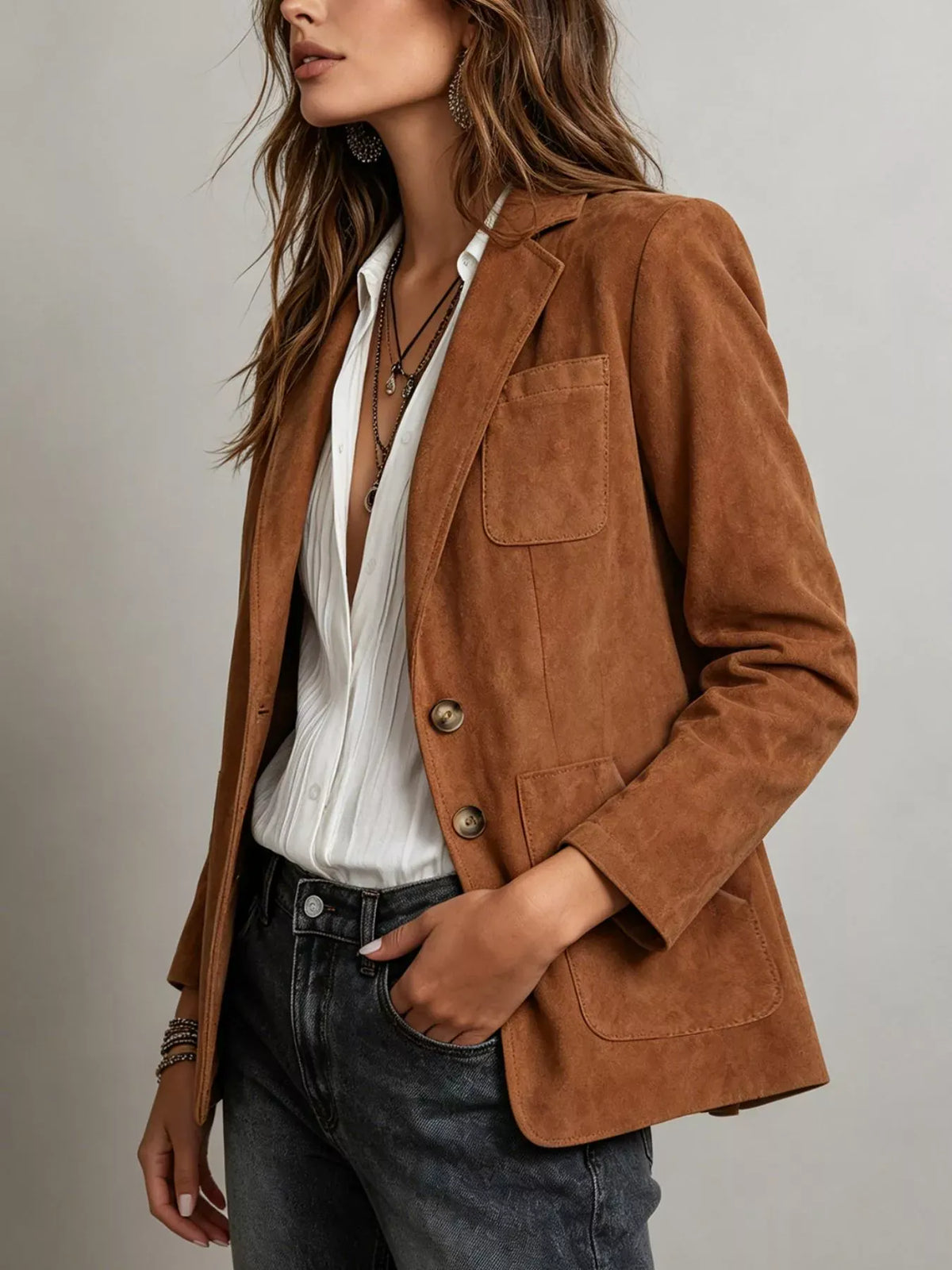 Suede-Feel Single-Breasted Blazer The Nichole Collection - Official Site