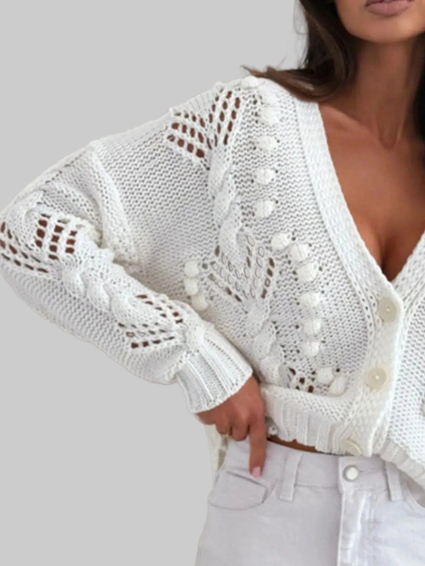 Button Up V-Neck Cardigan | The Nichole Collection
