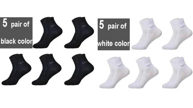 EcoComfort Bamboo Fiber Crew Socks - 10-Pack | Breathable, Sustainable, Casual Fit (EU 39-44 | US 7-11) Socks 5 black  5 white / size 38-45 The Nichole Collection