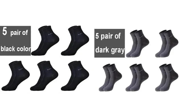 EcoComfort Bamboo Fiber Crew Socks - 10-Pack | Breathable, Sustainable, Casual Fit (EU 39-44 | US 7-11) Socks 5 black  5 dark gray / size 38-45 The Nichole Collection