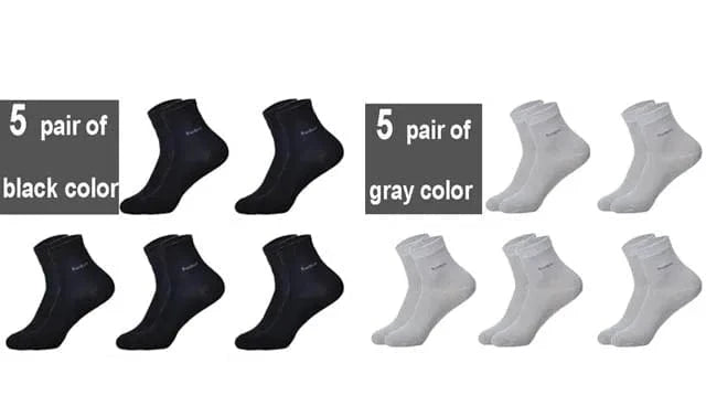 EcoComfort Bamboo Fiber Crew Socks - 10-Pack | Breathable, Sustainable, Casual Fit (EU 39-44 | US 7-11) Socks 5 black  5 gray / size 38-45 The Nichole Collection