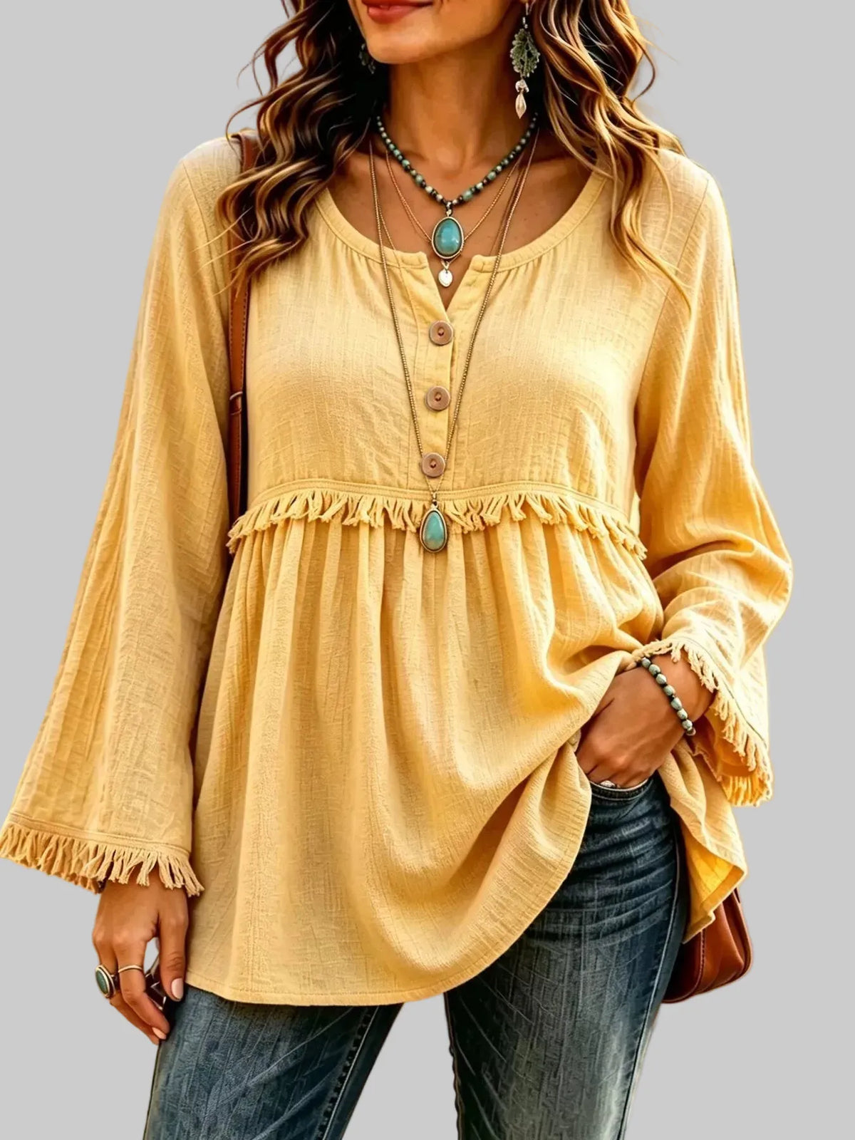 BUTTON-DOWN FRINGE BLOUSE The Nichole Collection - Official Site