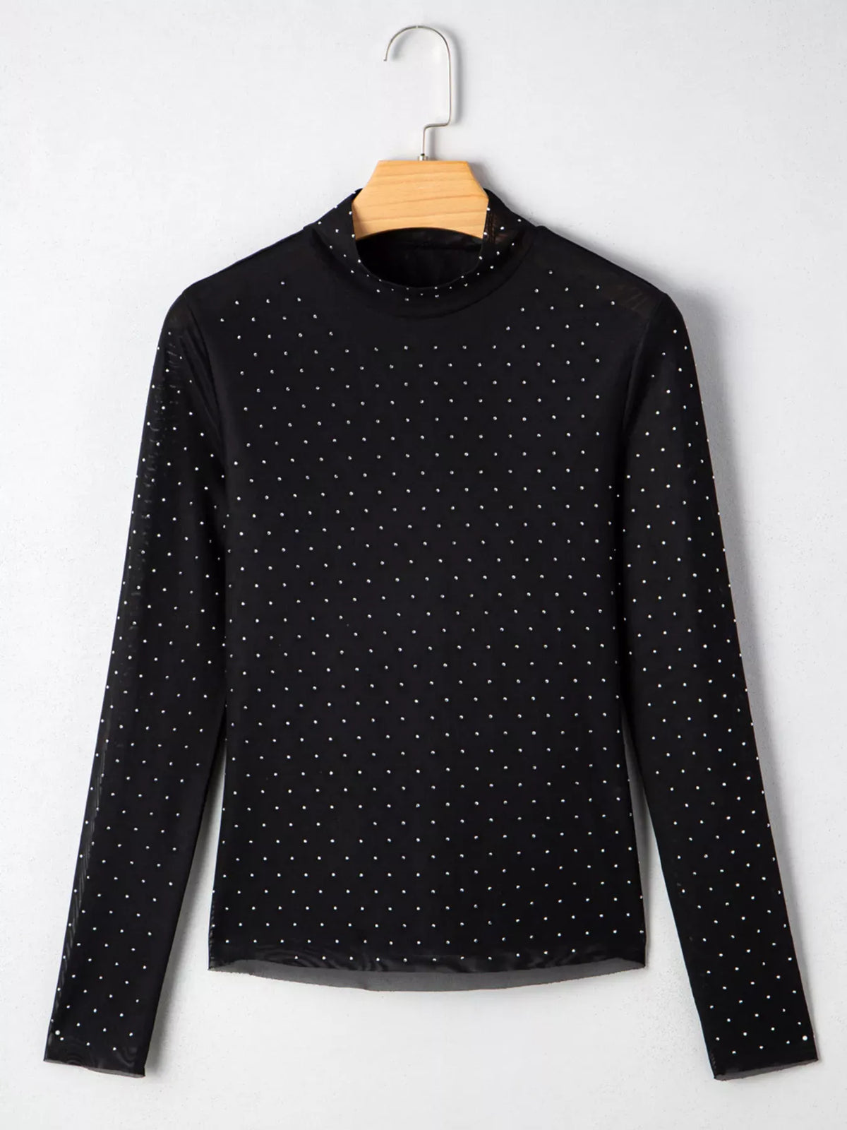 Rhinestone-Embellished Mesh Top The Nichole Collection - Official Site