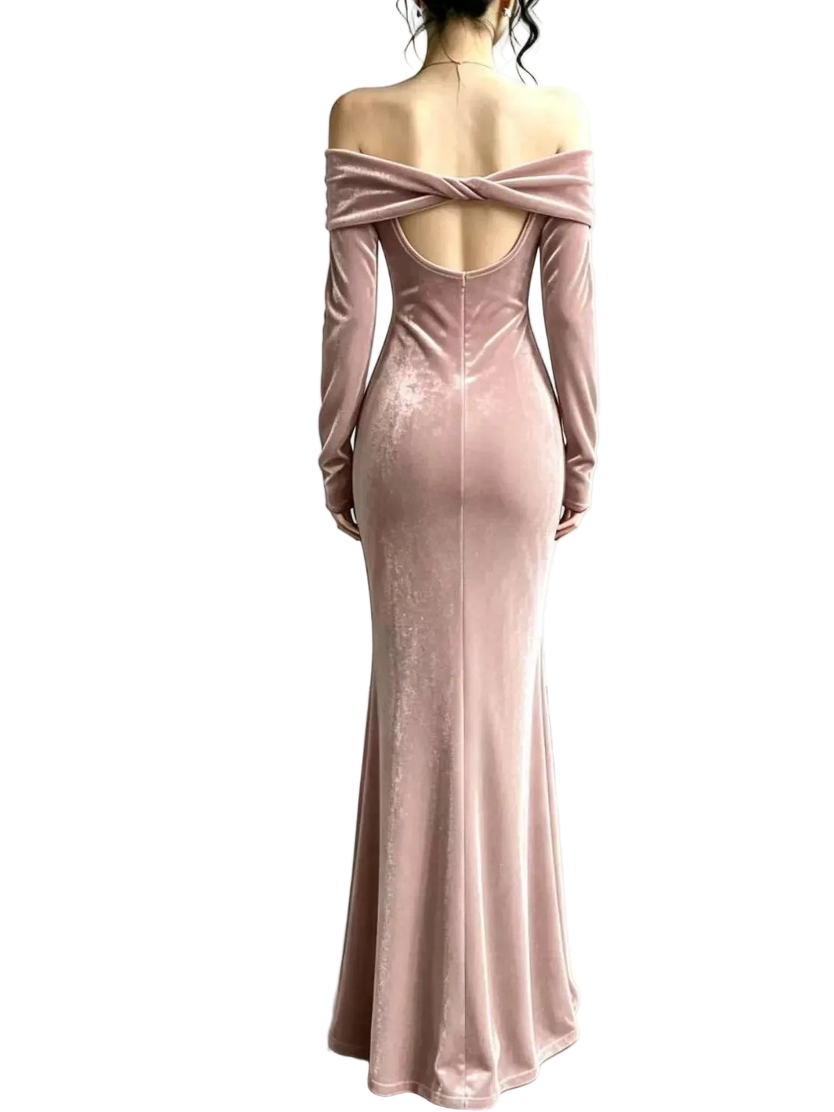 Off-Shoulder Ruched Velvet Mermaid Maxi Dress The Nichole Collection - Official Site