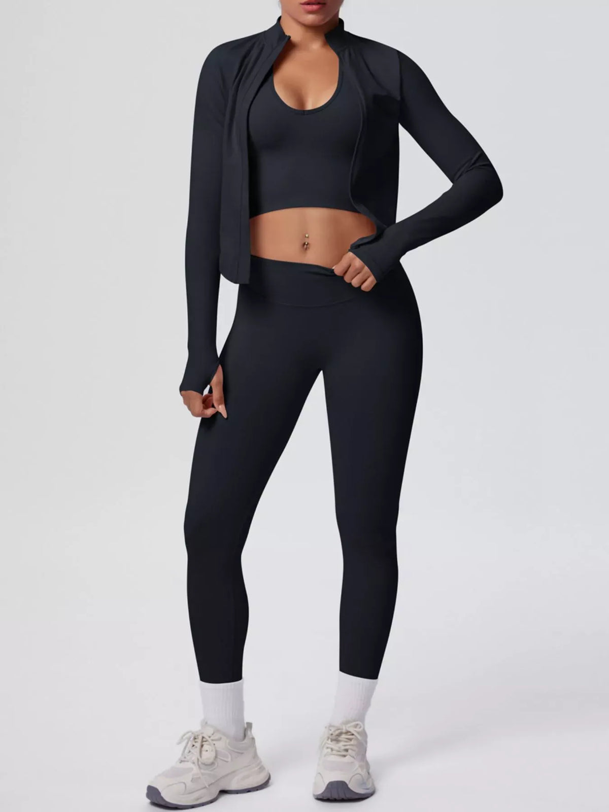 Tank, Zip-Up Jacket and Leggings Active Set The Nichole Collection - Official Site