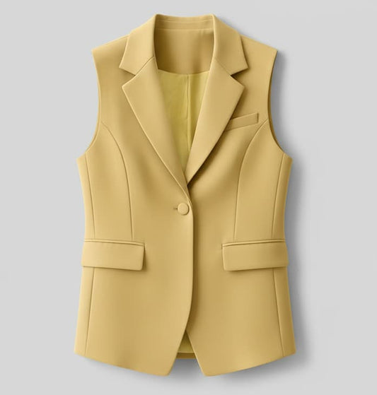 Elegant Lapel Suit Vest – Sleeveless Tailored Business Blazer Yellow / S Women's Sets The Nichole Collection - Official Site
