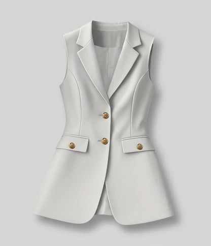 Elegant Lapel Suit Vest – Sleeveless Tailored Business Blazer White / S Women's Sets The Nichole Collection - Official Site