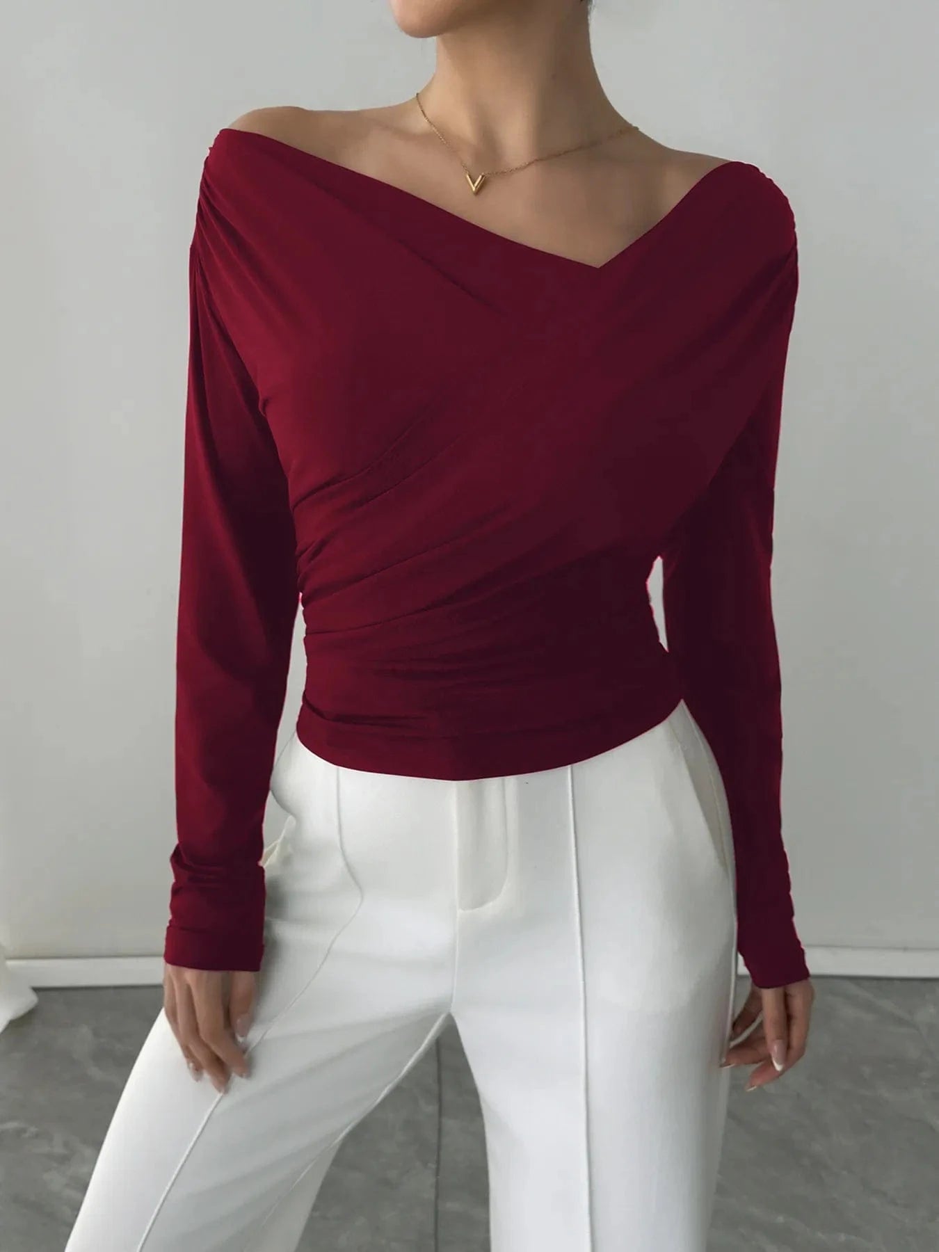 Elegant Long Sleeve Asymmetrical Blouse for Office or Casual The Nichole Collection