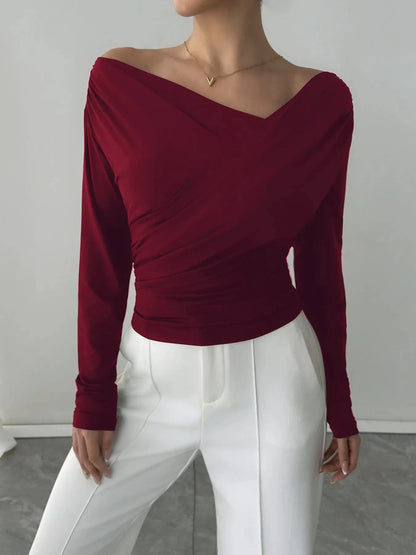 Elegant Long Sleeve Asymmetrical Blouse for Office or Casual The Nichole Collection