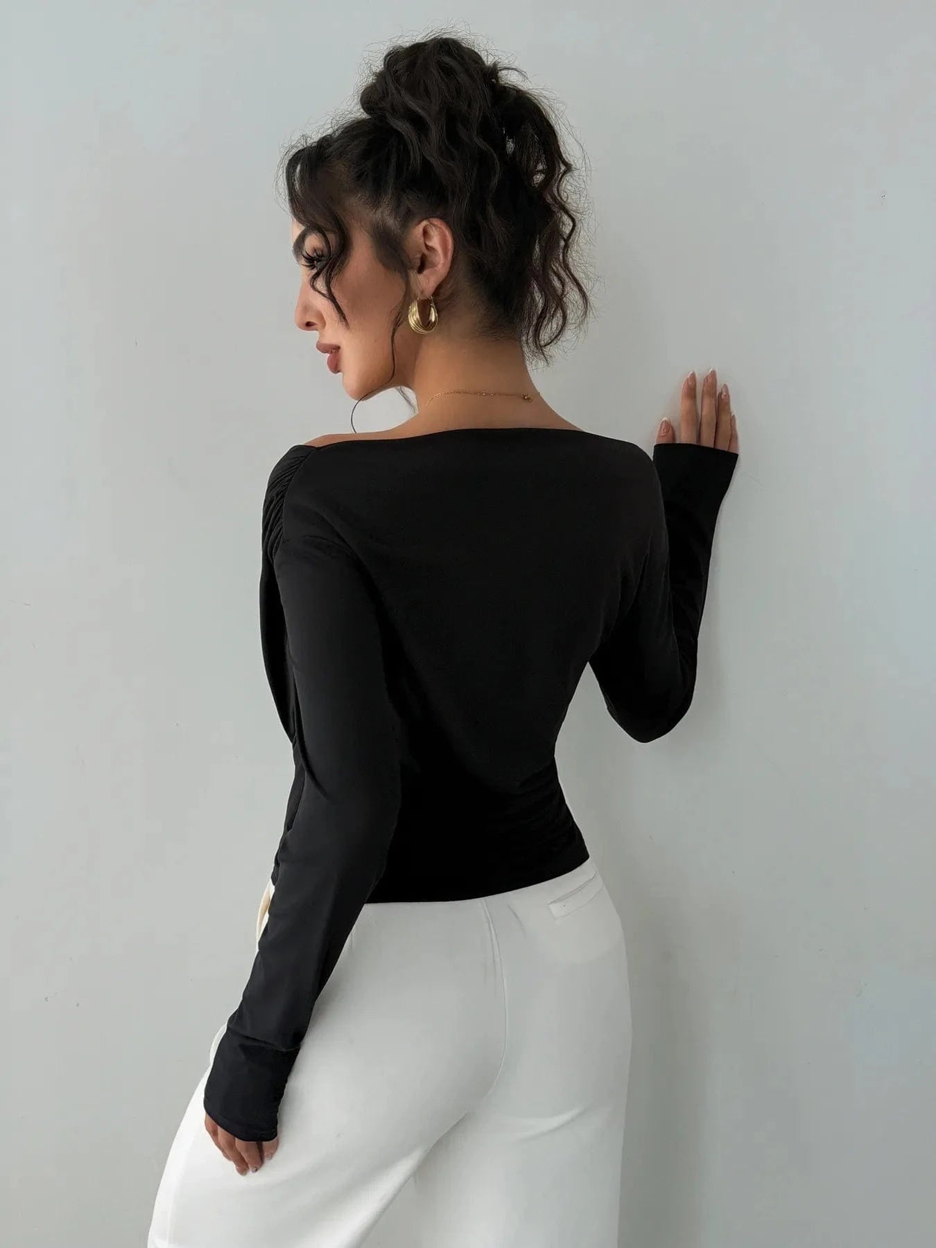 Elegant Long Sleeve Asymmetrical Blouse for Office or Casual The Nichole Collection