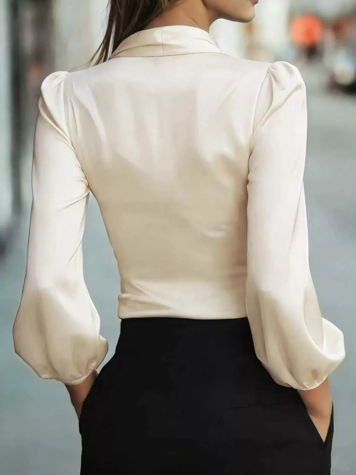 Elegant Satin Wrap Blouse with Bow Detail The Nichole Collection - Official Site