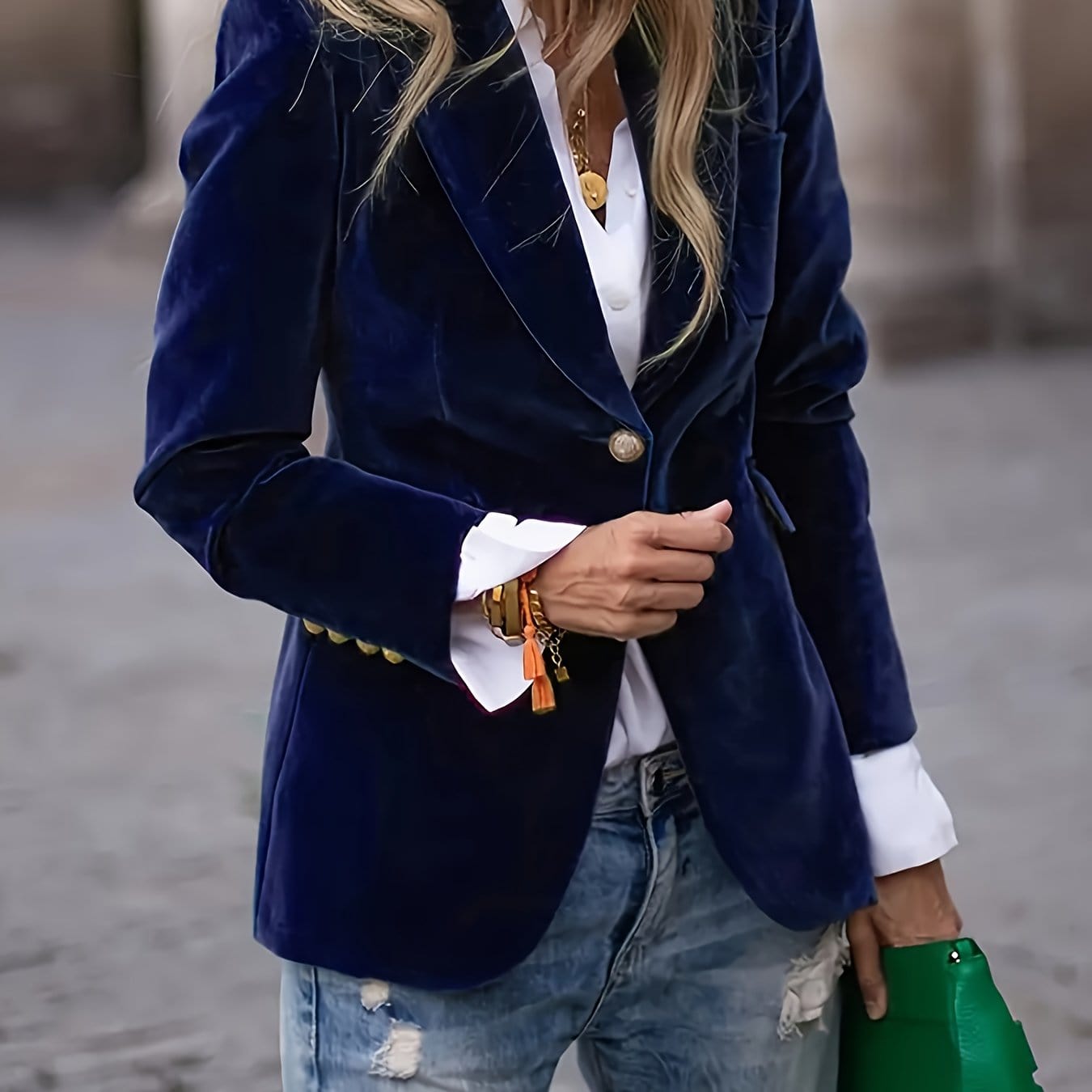 Elegant Women’s Velvet Blazer Blazers Blue / S The Nichole Collection