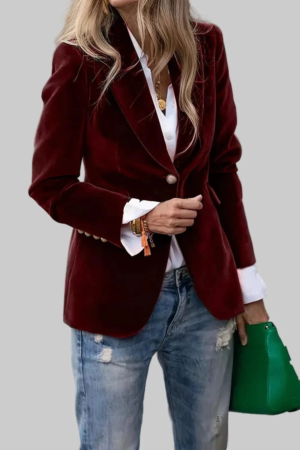 Elegant Women’s Velvet Blazer Blazers Crimson / S The Nichole Collection