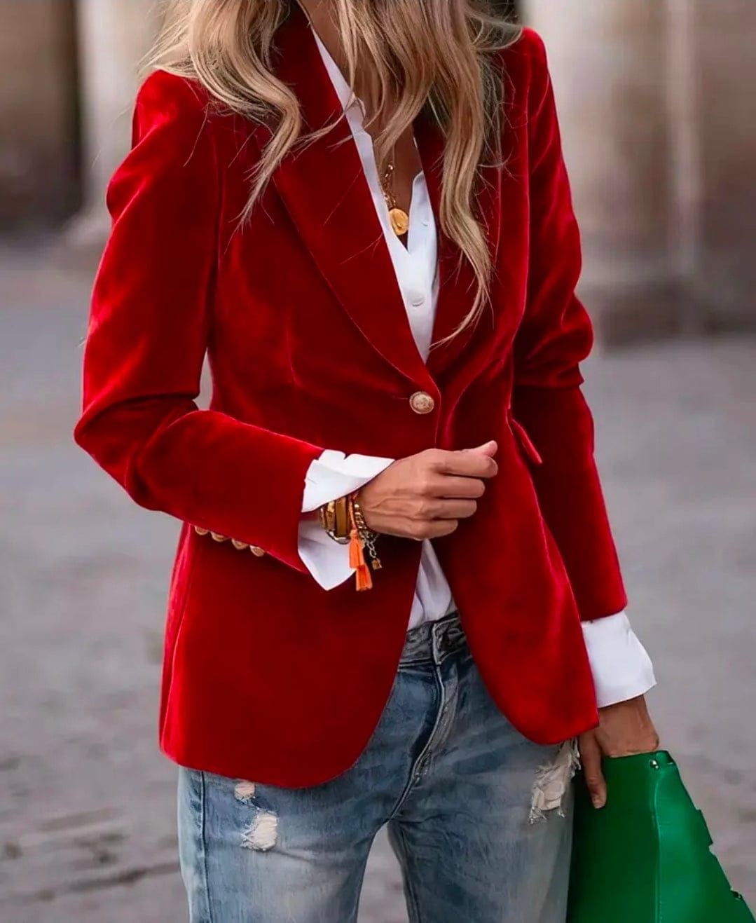 Elegant Women’s Velvet Blazer Blazers Red / S The Nichole Collection