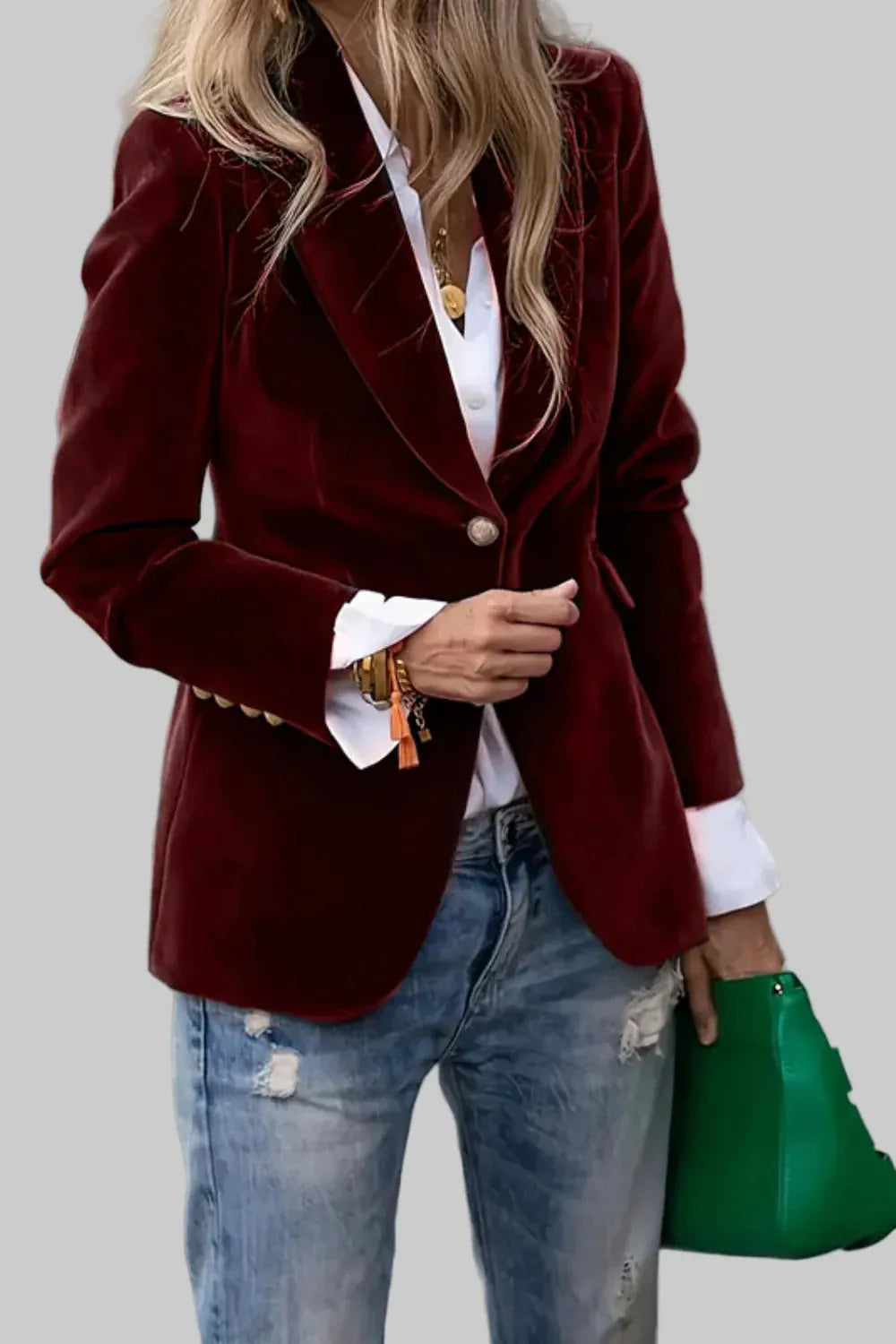 Elegant Women’s Velvet Blazer Blazers Crimson / S The Nichole Collection