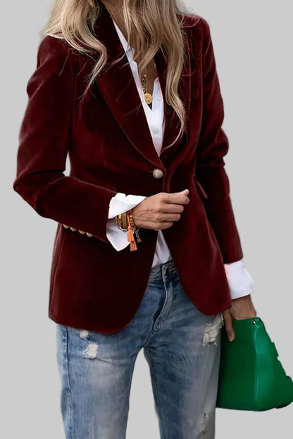 Elegant Women’s Velvet Blazer Blazers Crimson / S The Nichole Collection