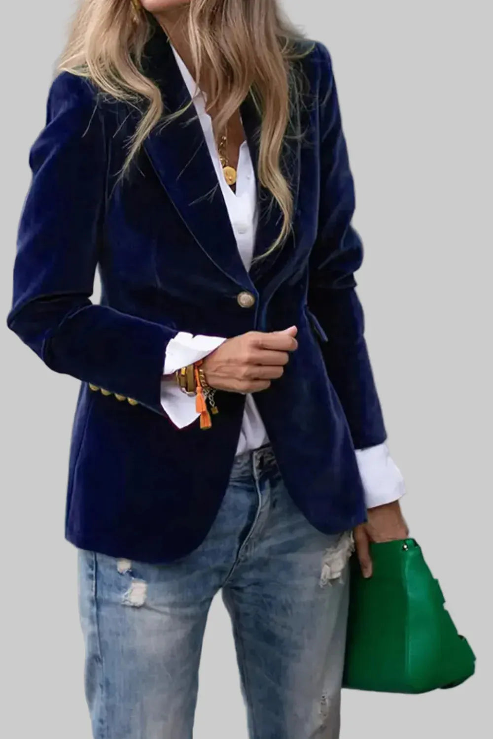 Elegant Women’s Velvet Blazer Blazers Navy / S The Nichole Collection