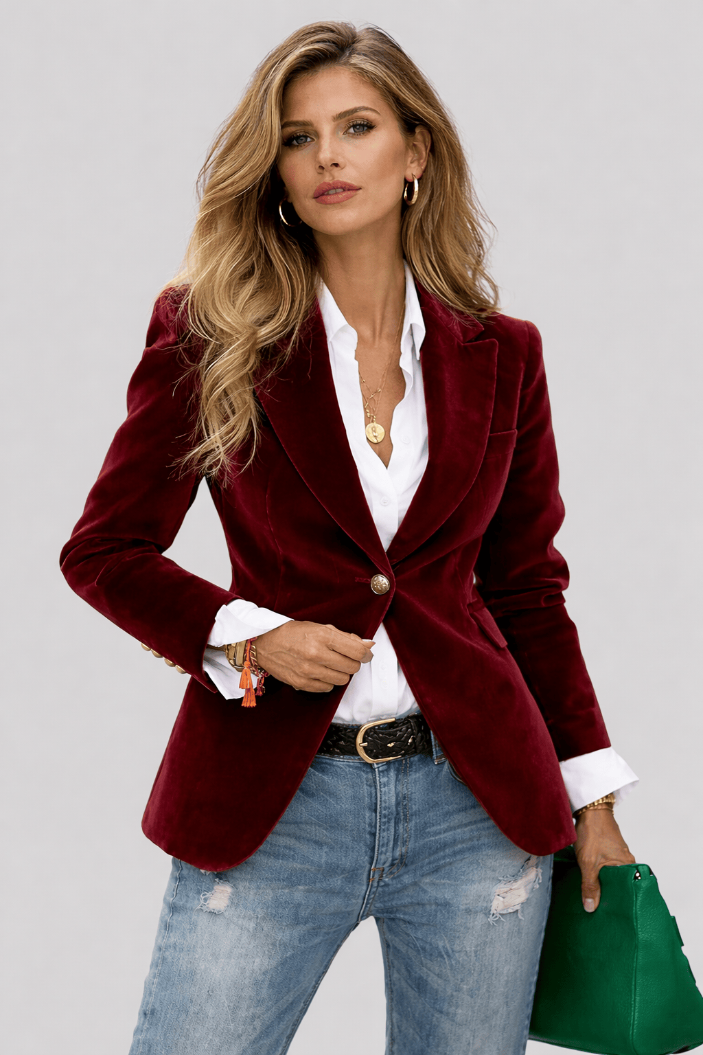 Elegant Women’s Velvet Blazer Blazers Crimson / S The Nichole Collection
