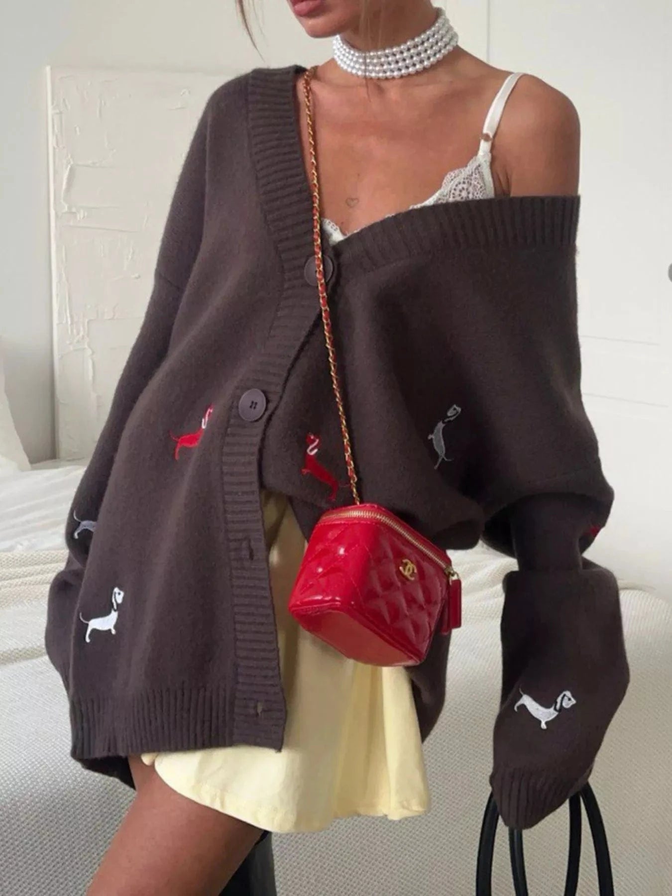 Embroidered Button Up Cardigan Cardigan The Nichole Collection