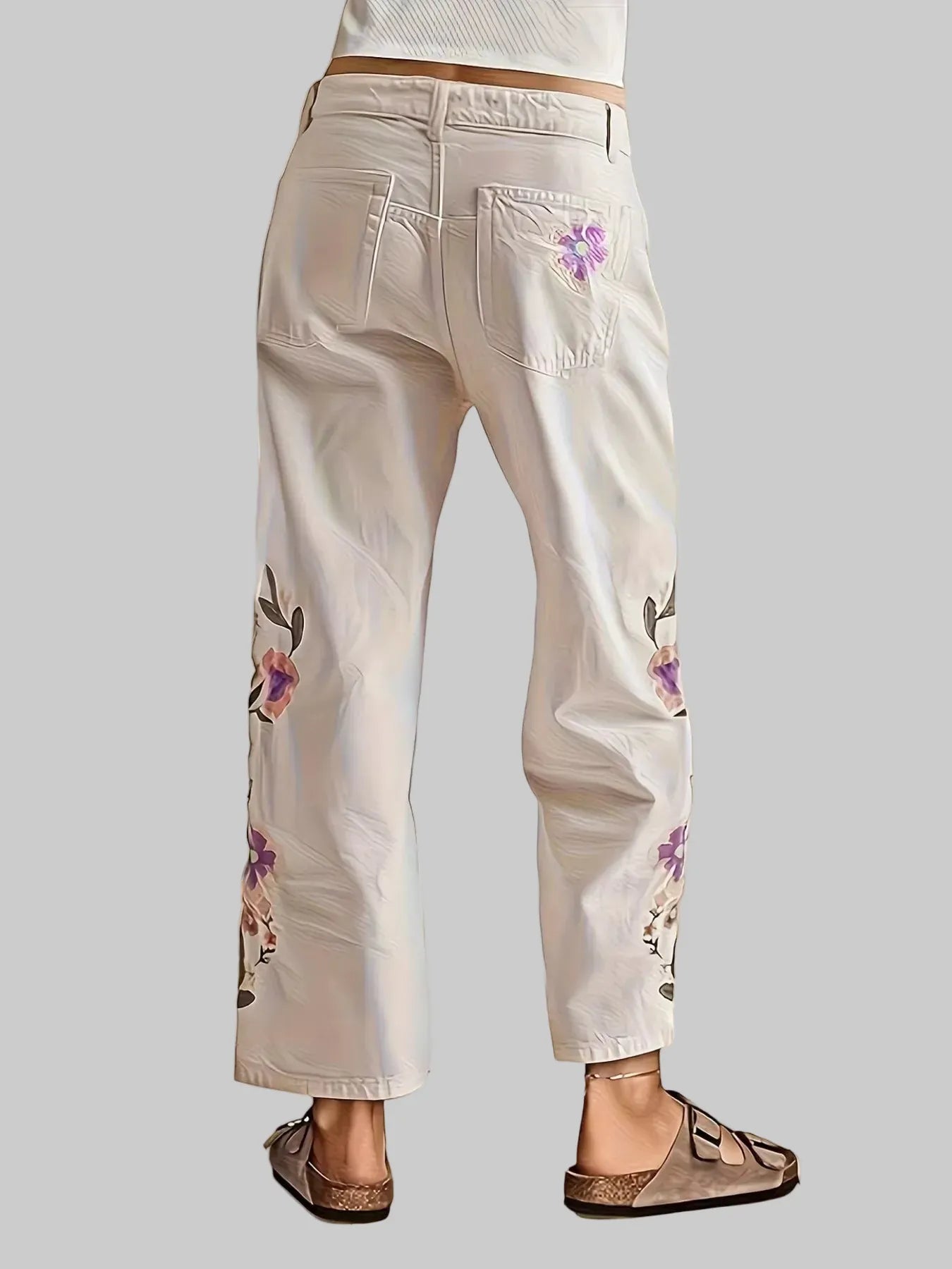 Embroidered Floral Wide-Leg Jeans The Nichole Collection - Official Site