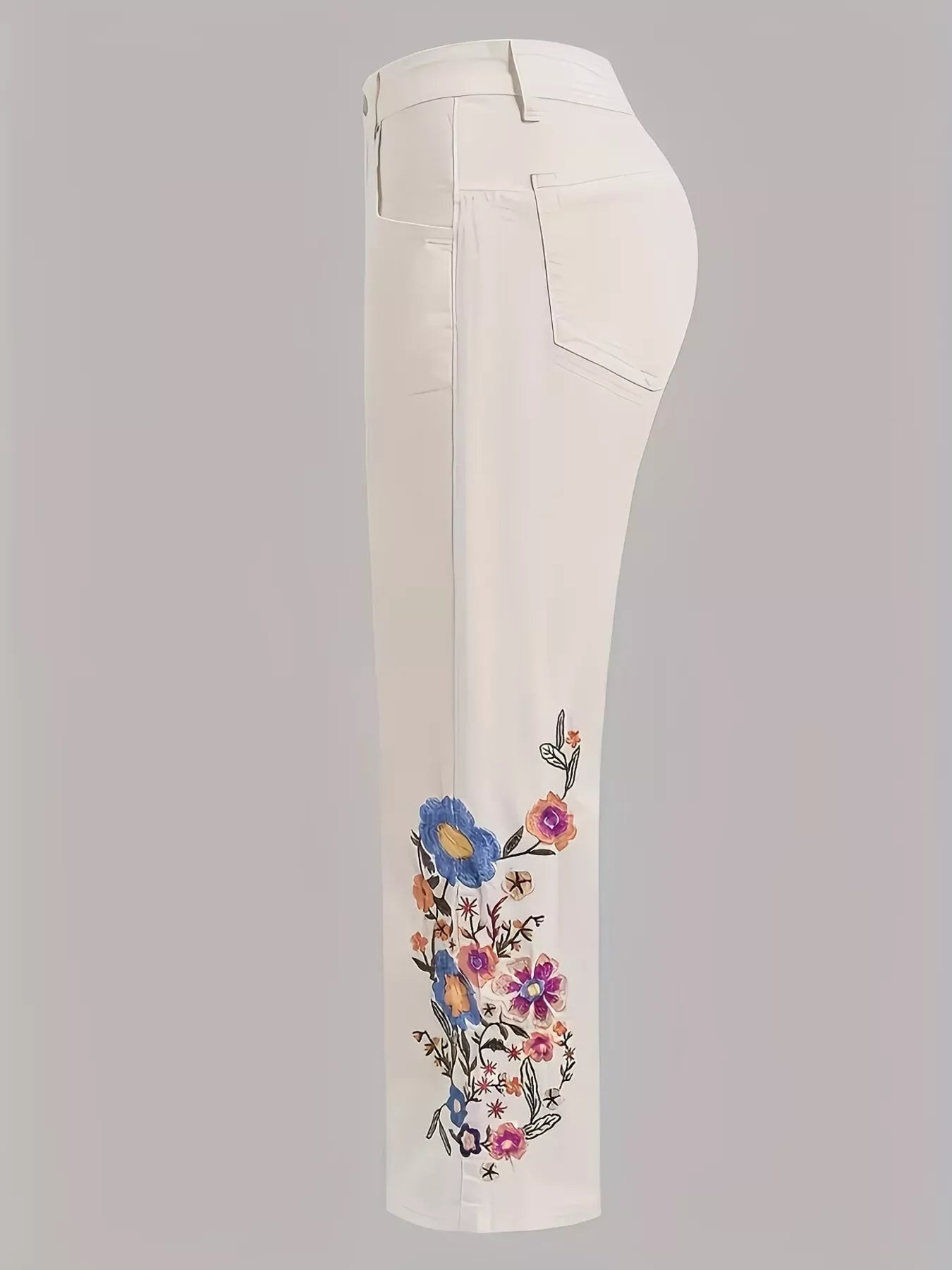 Embroidered Floral Wide-Leg Jeans The Nichole Collection - Official Site
