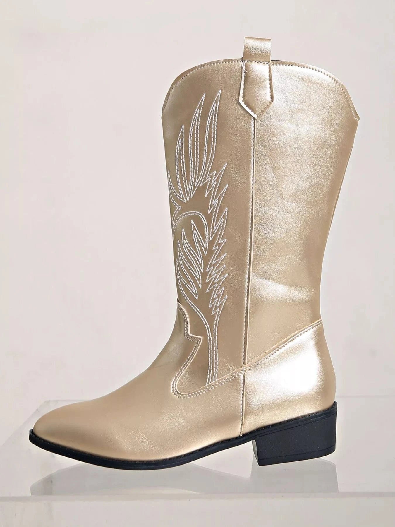 Embroidered Patent Leather Block Heels Boots The Nichole Collection