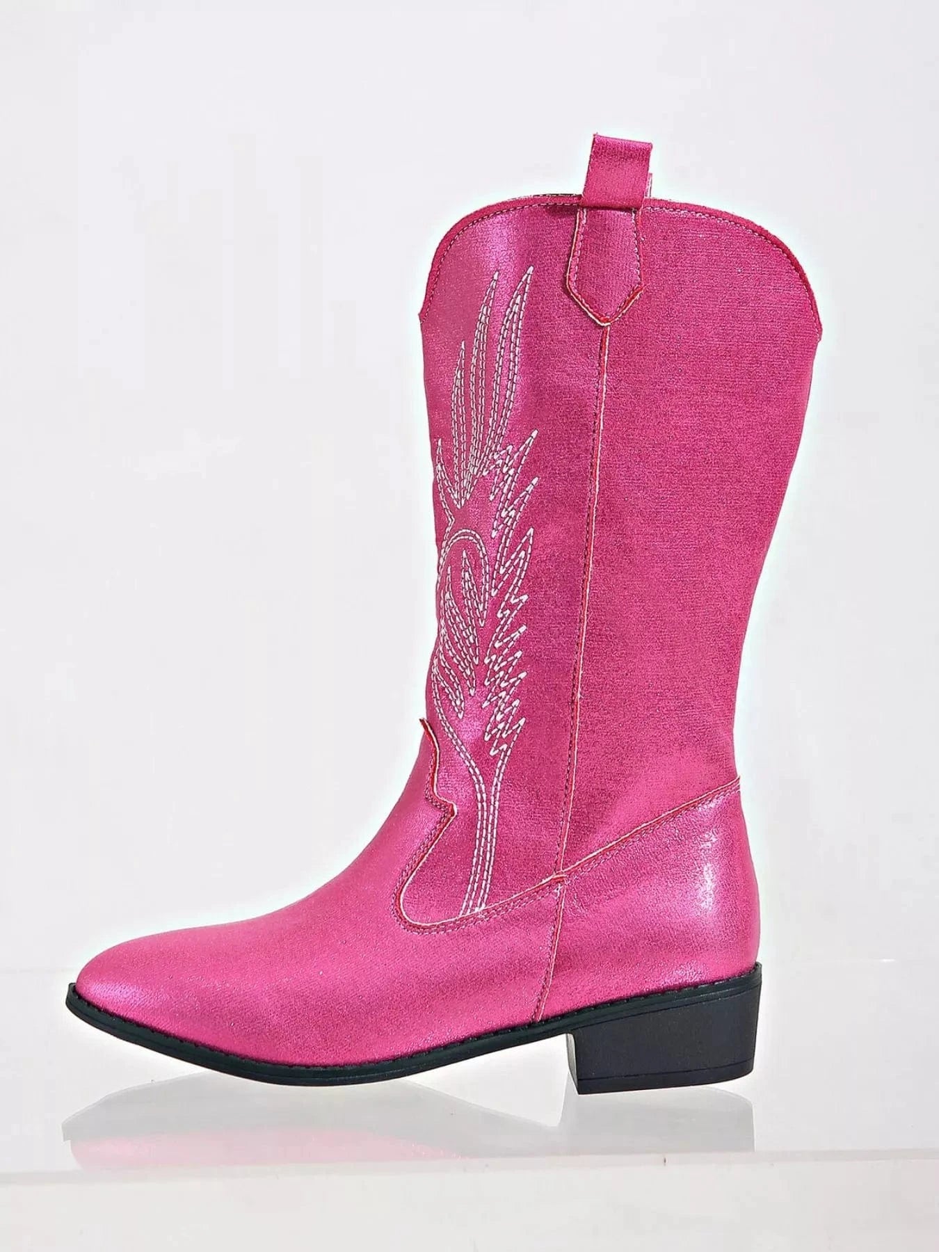 Embroidered Patent Leather Block Heels Boots The Nichole Collection