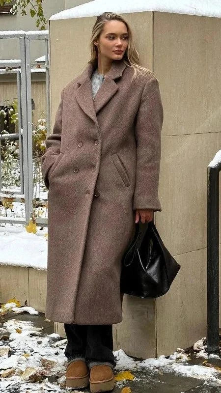 European Style Single-Breasted Wool Coat with Scarf Accent Coats The Nichole Collection