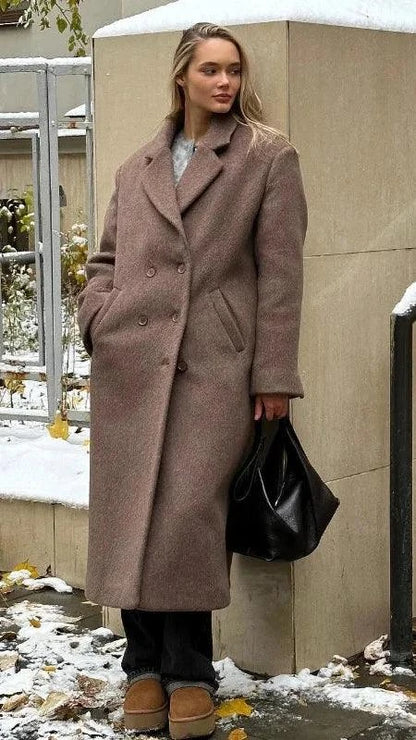 European Style Single-Breasted Wool Coat with Scarf Accent Coats The Nichole Collection