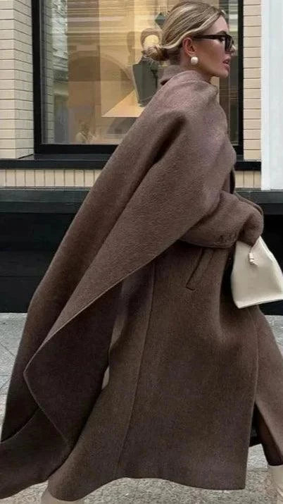 European Style Single-Breasted Wool Coat with Scarf Accent Coats The Nichole Collection