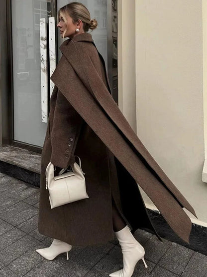 European Style Single-Breasted Wool Coat with Scarf Accent Coats The Nichole Collection