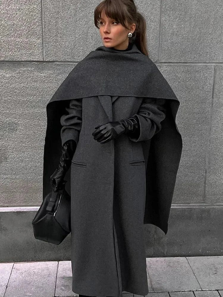 European Style Single-Breasted Wool Coat with Scarf Accent Coats The Nichole Collection