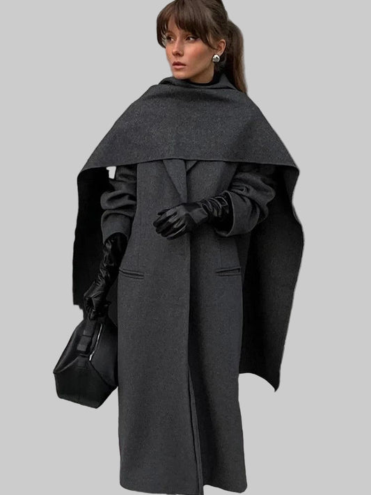 European Style Single-Breasted Wool Coat with Scarf Accent Coats The Nichole Collection