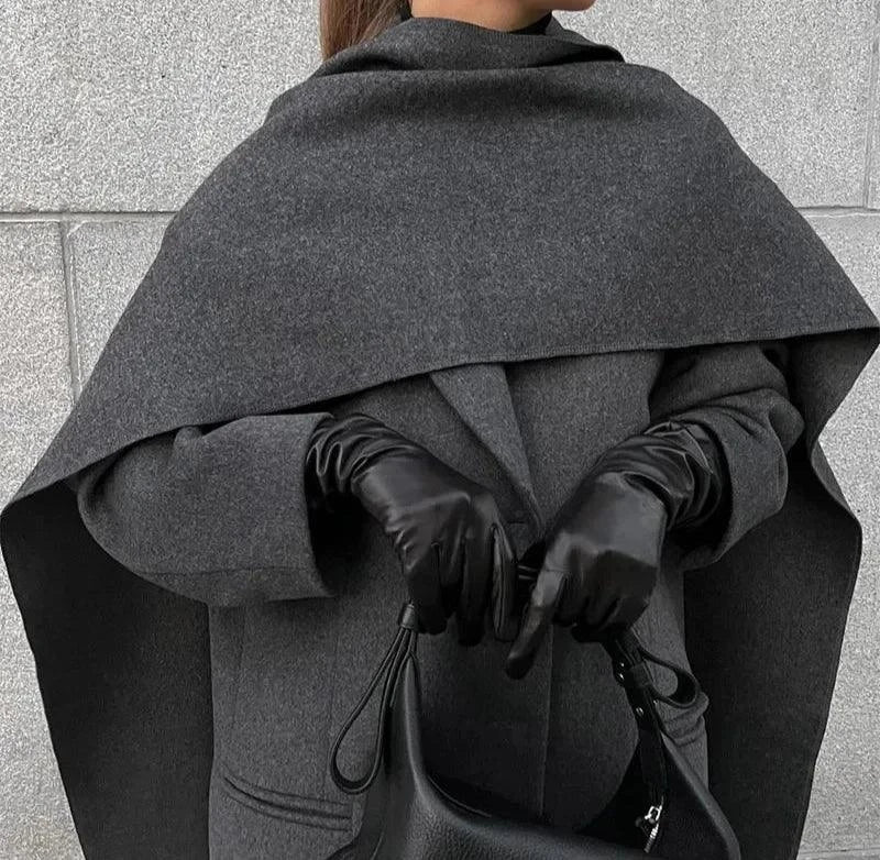 European Style Single-Breasted Wool Coat with Scarf Accent Coats The Nichole Collection