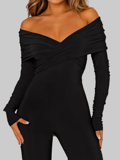 European Style V-Neck Wide Leg Jumpsuit Women's Sets The Nichole Collection