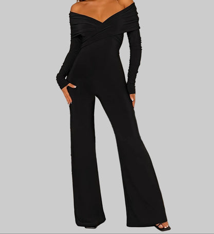 European Style V-Neck Wide Leg Jumpsuit Women's Sets The Nichole Collection