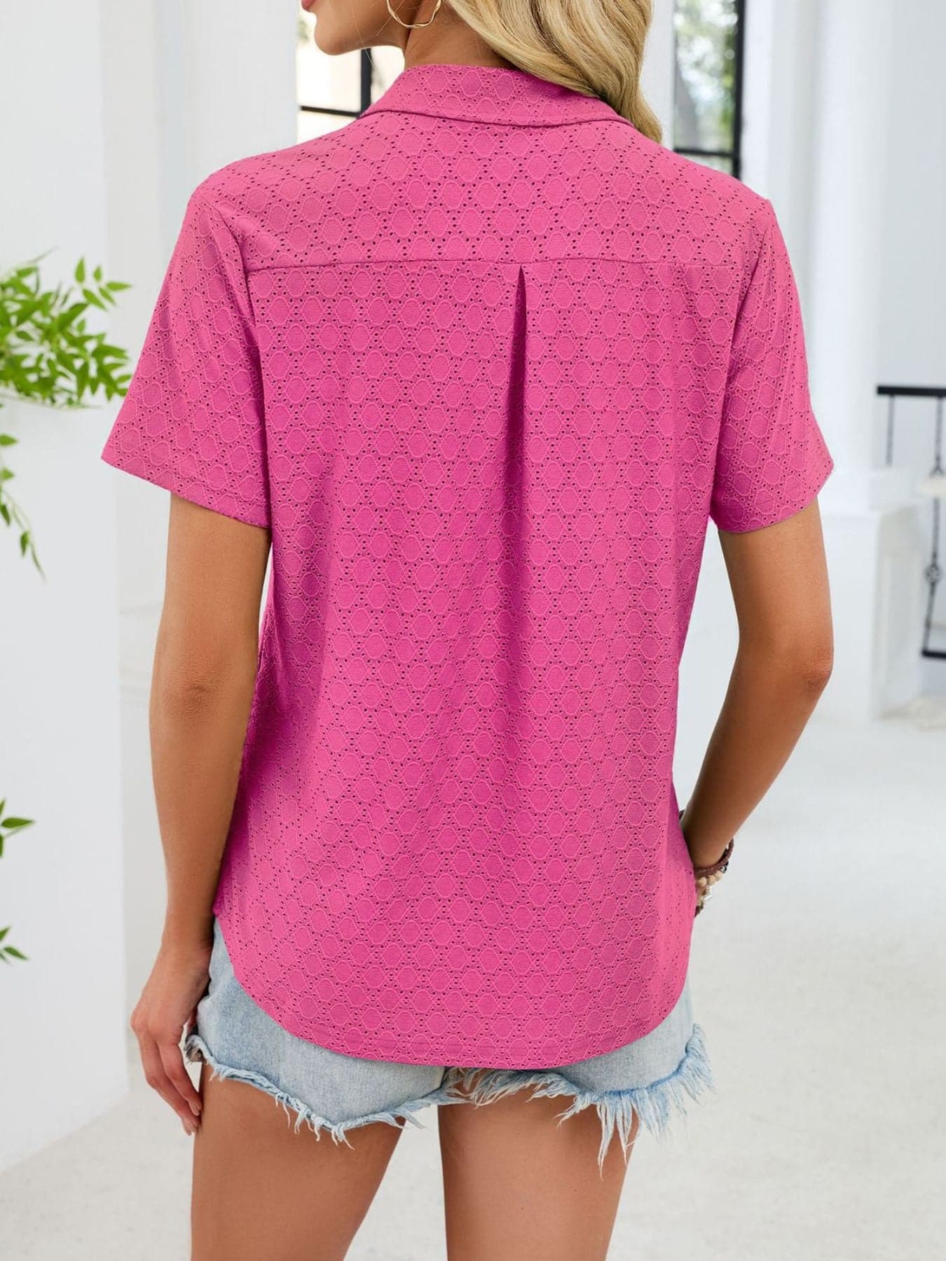 Eyelet Short Sleeve Blouse The Nichole Collection