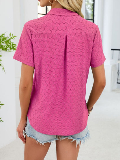 Eyelet Short Sleeve Blouse The Nichole Collection