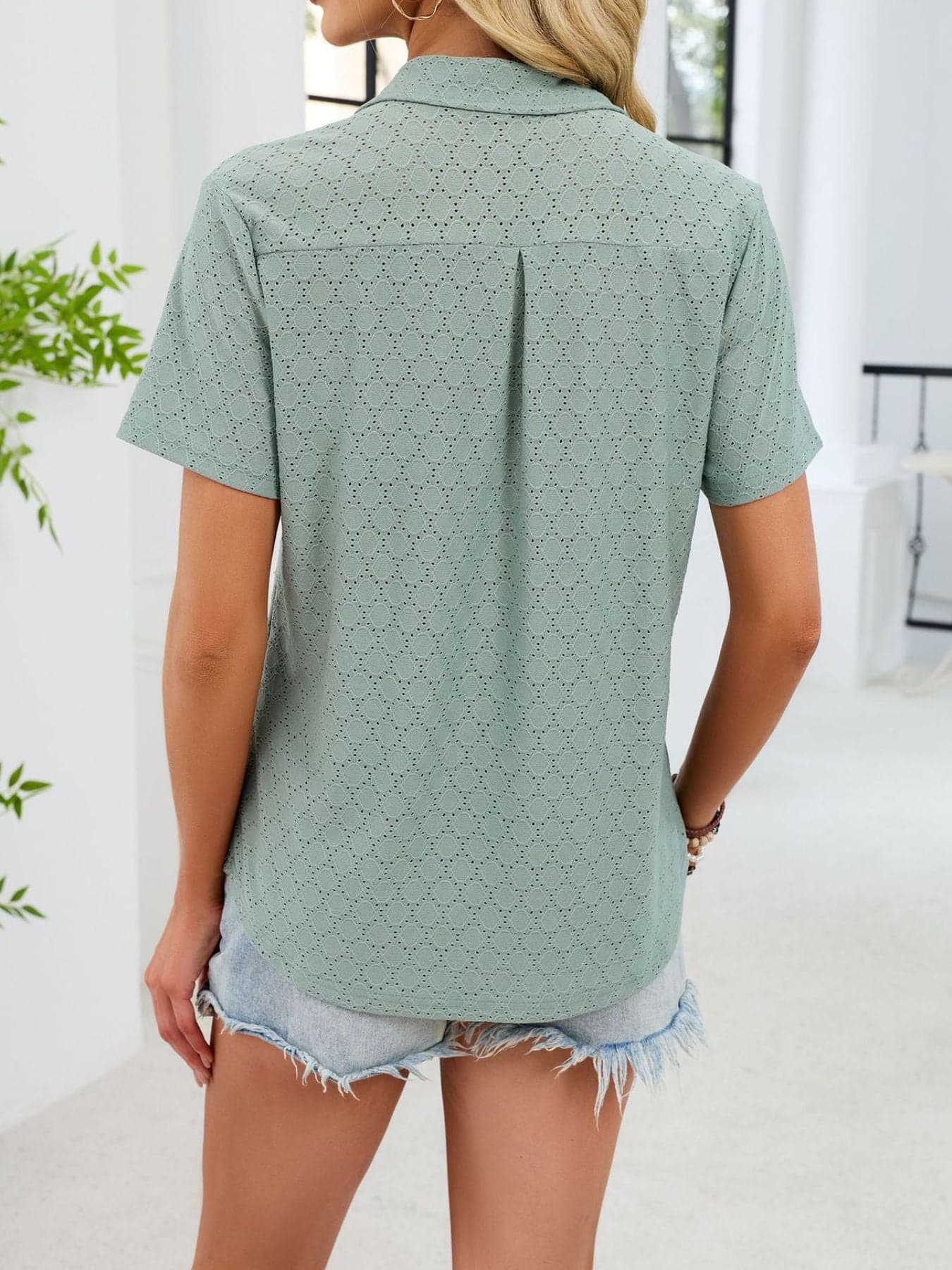 Eyelet Short Sleeve Blouse The Nichole Collection