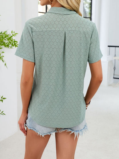 Eyelet Short Sleeve Blouse The Nichole Collection